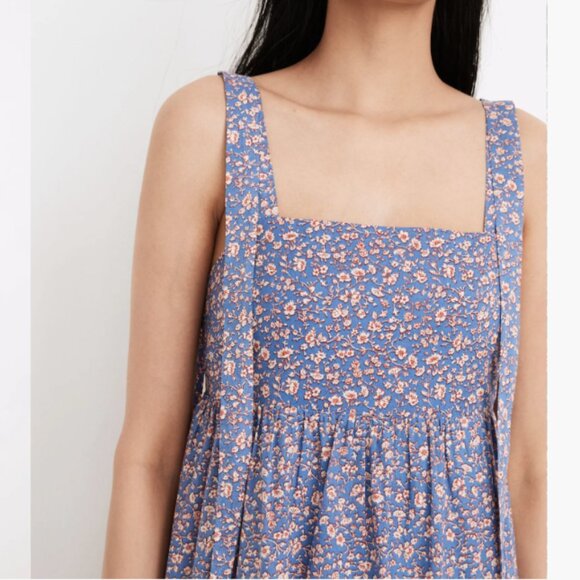 Madewell Tie-Strap Tiered Midi Dress in Summer Vines print- Sz L - Picture 4 of 7